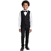 Marvelous World Boys' 5-Piece Formal Vest Suit Set, Vest, Pants, Dress Shirt, Tie and Bowtie