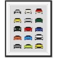 Custom Car Posters History of Lotus Generations and Handmade Print of Elise, Esprit, Exige, Evora, Evija, Elan, Europa - Multi, 8x10" Satin Print (Unframed) - Gift for Car Enthusiast