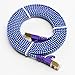 Tera Grand - 6FT - CAT7 10 Gigabit Ethernet Ultra Flat Patch Cable for Modem Router LAN Network - Braided Jacket, Gold Plated Shielded RJ45 Connectors, Faster Than CAT6a CAT6 CAT5e, Purple & Blue