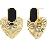 Vintage Gold Drop Dangle Earrings for Women Trendy 24K Gold Plated Chunky Heart Statement Earrings Fashion Hypoallergenic Earring Jewelry