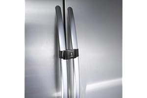 Fresheracc Fridge Freezer Refrigerator Cabinet Lock Latch, (2 Packs) Adjustable French Door Guard for Toddlers Children Kids Special Needs, No Drill No Screw No Adhesive (2 Packs Black)