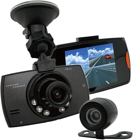 Amazon Broadwatch フルハイビジョン 2カメラ ドライブレコーダー 簡単取り付け バックカメラ搭載 サイクル録画 小型 赤外線搭載 夜間撮影可能 ドライブレコーダー本体 車 バイク