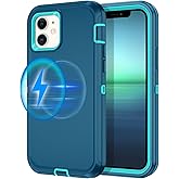 I-HONVA for iPhone 12 Case,iPhone 12 Pro Case [Compatible with MagSafe] Shockproof 3-Layer Full Body Protection Rugged Heavy Duty Cover for Apple iPhone 12/12 Pro 6.1",Turquoise