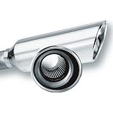 BORLA 20248 Universal Performance Exhaust Tip 2.25" Single Inlet / 4" Round Angle-Cut Single Outlet 12" Long Resonated Lined Polished T-304 Stainless Steel Weld On Design