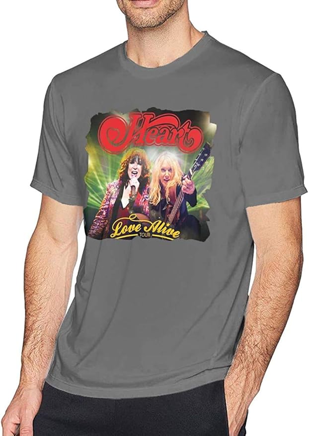 Heart Rock Band T Shirt Men's Fashion Cotton Crew Neck Short Sleeve