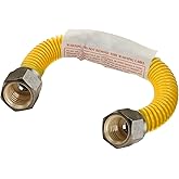 Flextron FTGC-YC38-12 10" Flexible Epoxy Coated Gas Line Connector with 1/2" Outer Diameter and Nut Fittings, Yellow/Stainles
