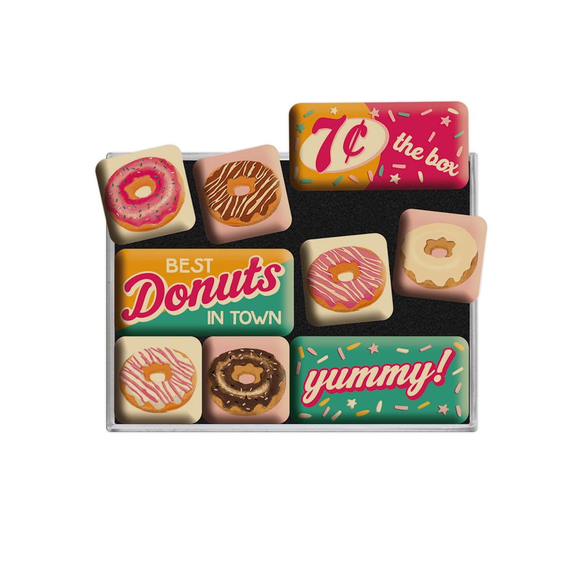 Nostalgic-Art 83092 USA - Donuts, Magnet Set (9pcs)