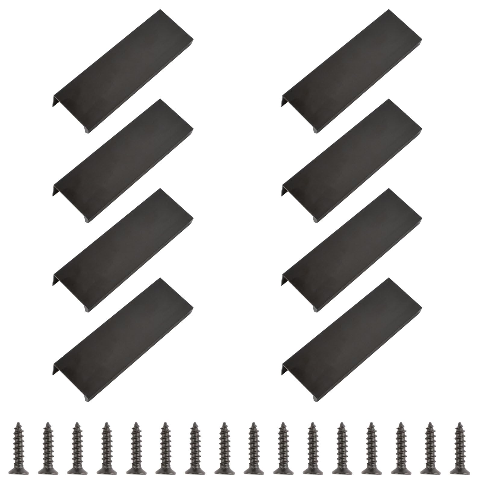 MOROBOR Finger Edge Pull, 8pcs Concealed Modern Style Drawer Handle, Right Angle Aluminum Alloy Invisible Wardrobe Handle for Cabinet Hardware (Black, 100mm)