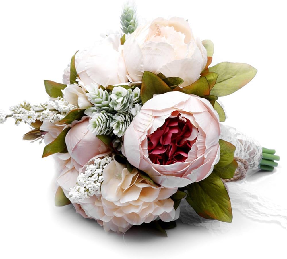 Quibine Artificial Mutiple Silky Flowers Wedding Bridal Bouquet (639)