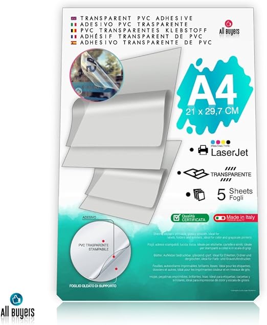 Carta Adesiva Stampabile A4 - 15 Fogli Opachi, Per Etichette, Decorazioni Fai Da Te, 297x210mm - Foto 9