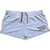 Muscle Alive Mens Bodybuilding Shorts 3" Inseam Cotton