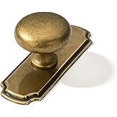 khtumeware 10 Pack 1-1/4 inch Backplate for Cabinet Knobs Antique Brass Drawer Knobs Cabinet Hardware Vintage Aged Knobs with