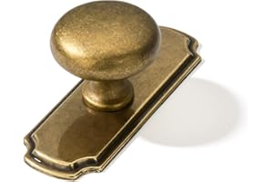 khtumeware 5 Pack 1-1/4 inch Backplate for Cabinet Knobs Antique Brass Drawer Knobs Cabinet Hardware Vintage Aged Brass Knobs with Backplate