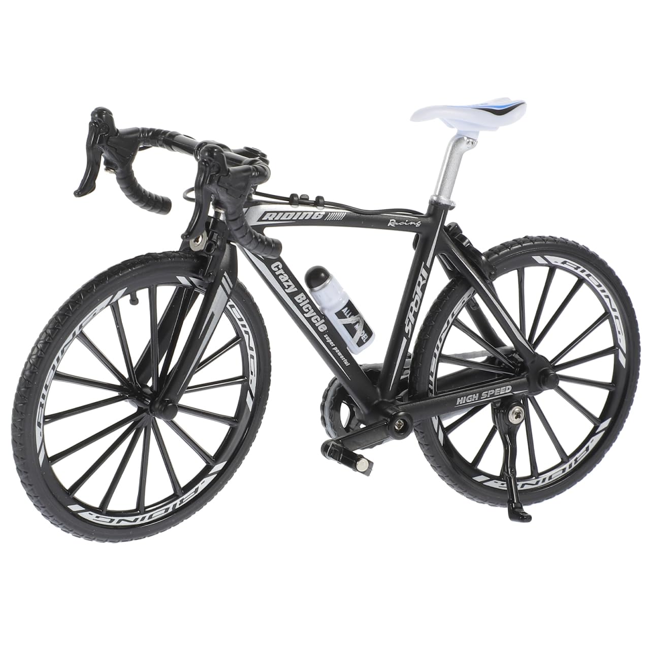 NUOBESTY Alloy Bicycles Model, Creative Alloy Model 1: 10 Mini Simulation Racing Bike Finger Bicycle Toy Desktop Decoration for Kids and Adults, Curving Grip Black