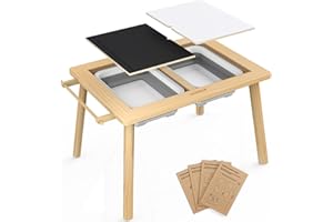 Easyego Sensory Table for Toddlers Kids Play Wooden Sand Water Table with Double-Sided Board & Foldable Storage Bins for Indoor and Outdoor Use, Birthday Gifts for Boys and Girls