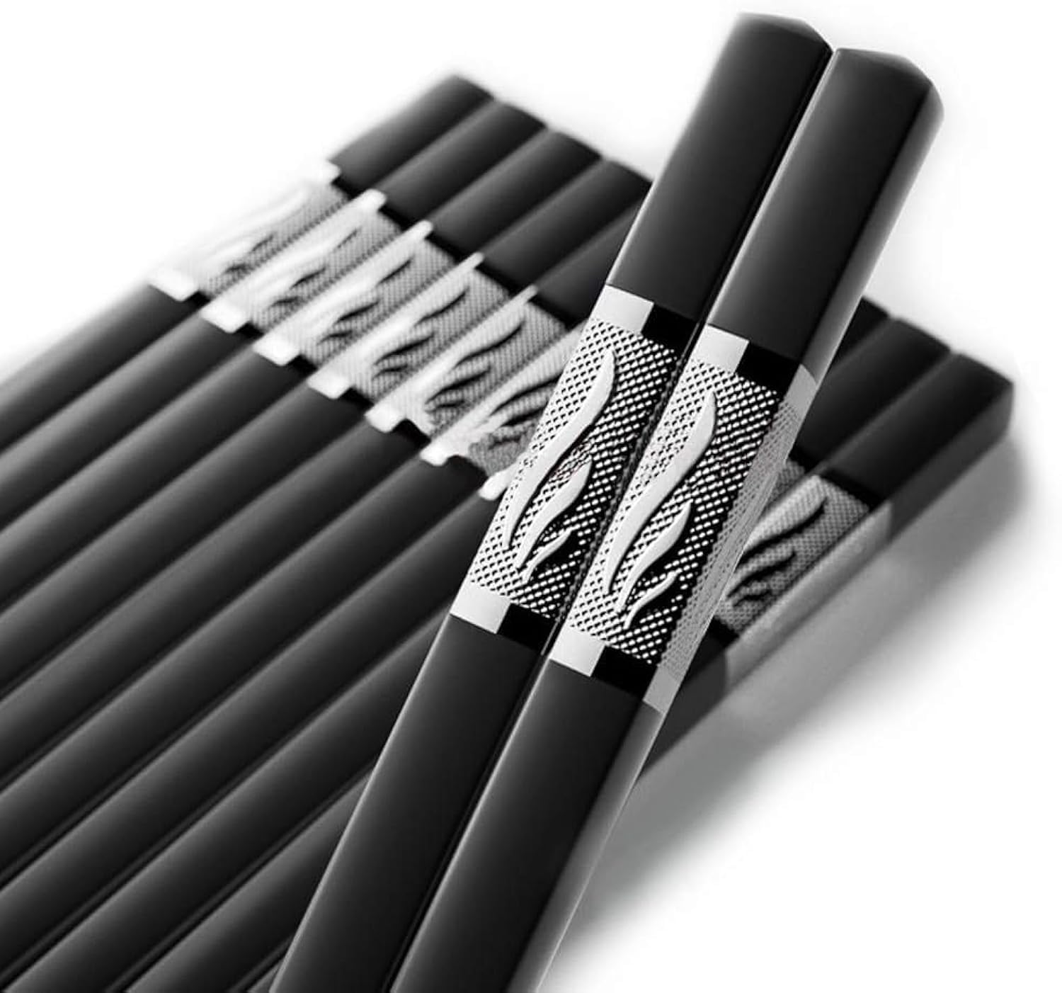 Photo 1 of 10 Pairs Fiberglass Chopsticks, Reusable Chopsticks and Dishwasher Safe?10 1/2 Inches -Clover,Silver