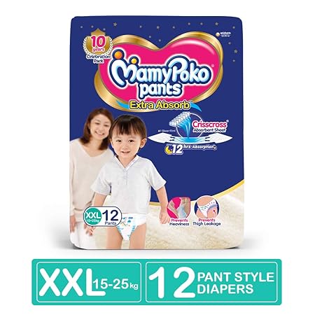 MamyPoko Pants Extra Absorb Diapers, XXL (Pack of 12)