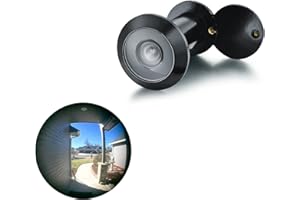 TOGU TG2614YG-MBC Solid Brass UL Listed 220-degree Door Viewer with Heavy Duty Privacy Cover for 1-3/8" to 2-1/6" Doors, Matt Black Finish