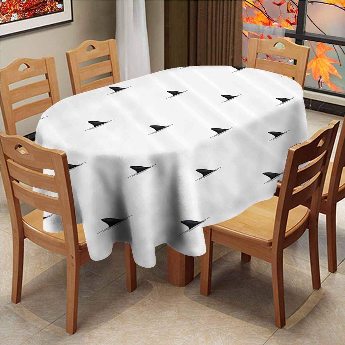 shirlyhome Table Cloth Sea Animals Decor Patio Table Cloth Pattern of Shark Fins Speedy Fish Hunting Minimalistic Design Art Print Restaurant Party Decoration 60x104 Inch Oval