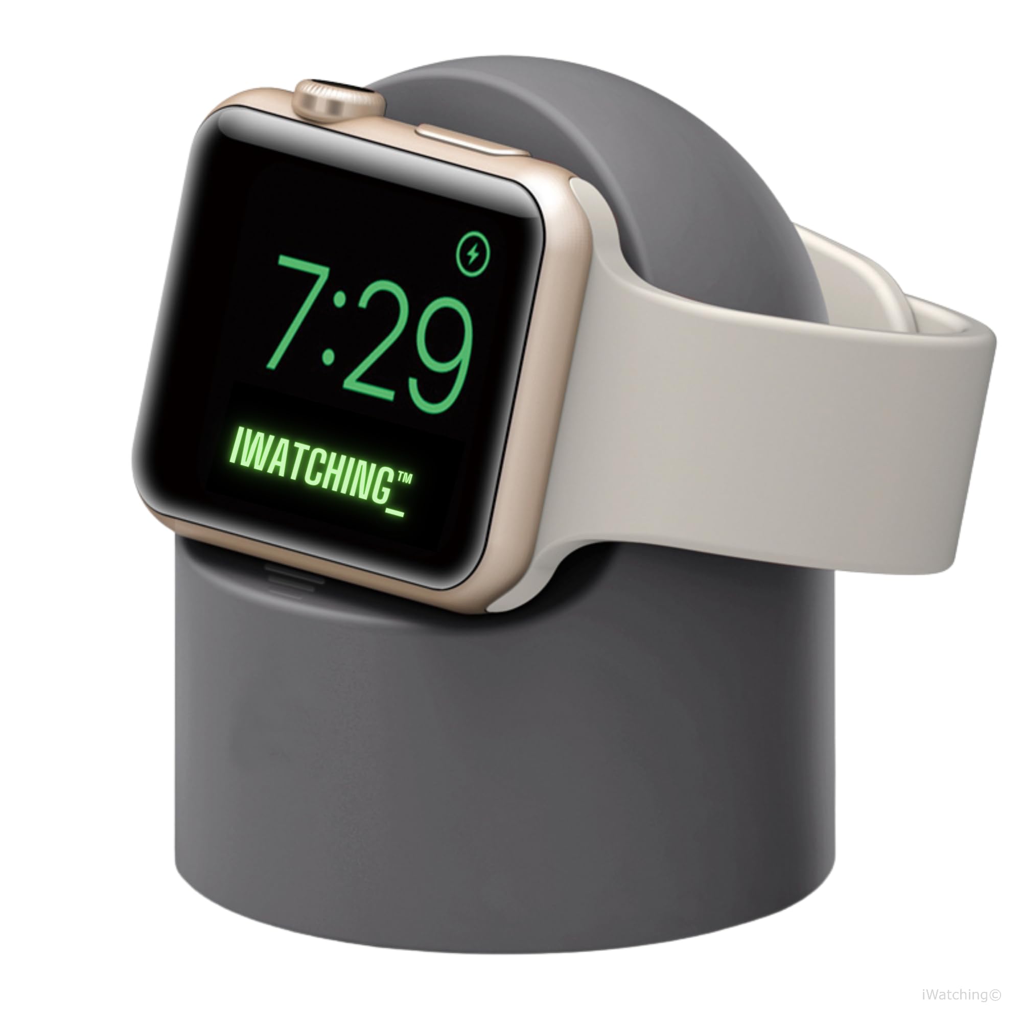 iWatching Charger Stand Silicone Dock Holder for Apple Watch Series Ultra 2,Ultra, SE2, SE, Series 10 9 8 7 6 5 4 3 2 1 (49/46/45/44/42/41/40/38mm), Supports Nightstand Mode (Gray)
