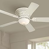 Casa Vieja 52" Ancestry Vintage Antique Country Cottage Core Indoor Ceiling Fan 5 Blade LED Light Remote Control French White