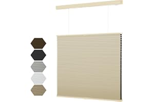 MYshade Top Down Bottom Up（TDBU） Cellular Shades, 1.5 inch Cordless Blackout Honeycomb Pleated Blinds for Windows Home Bedroom Office, Light Control, Thermal Insulated, 30" W x 72" H, Beige