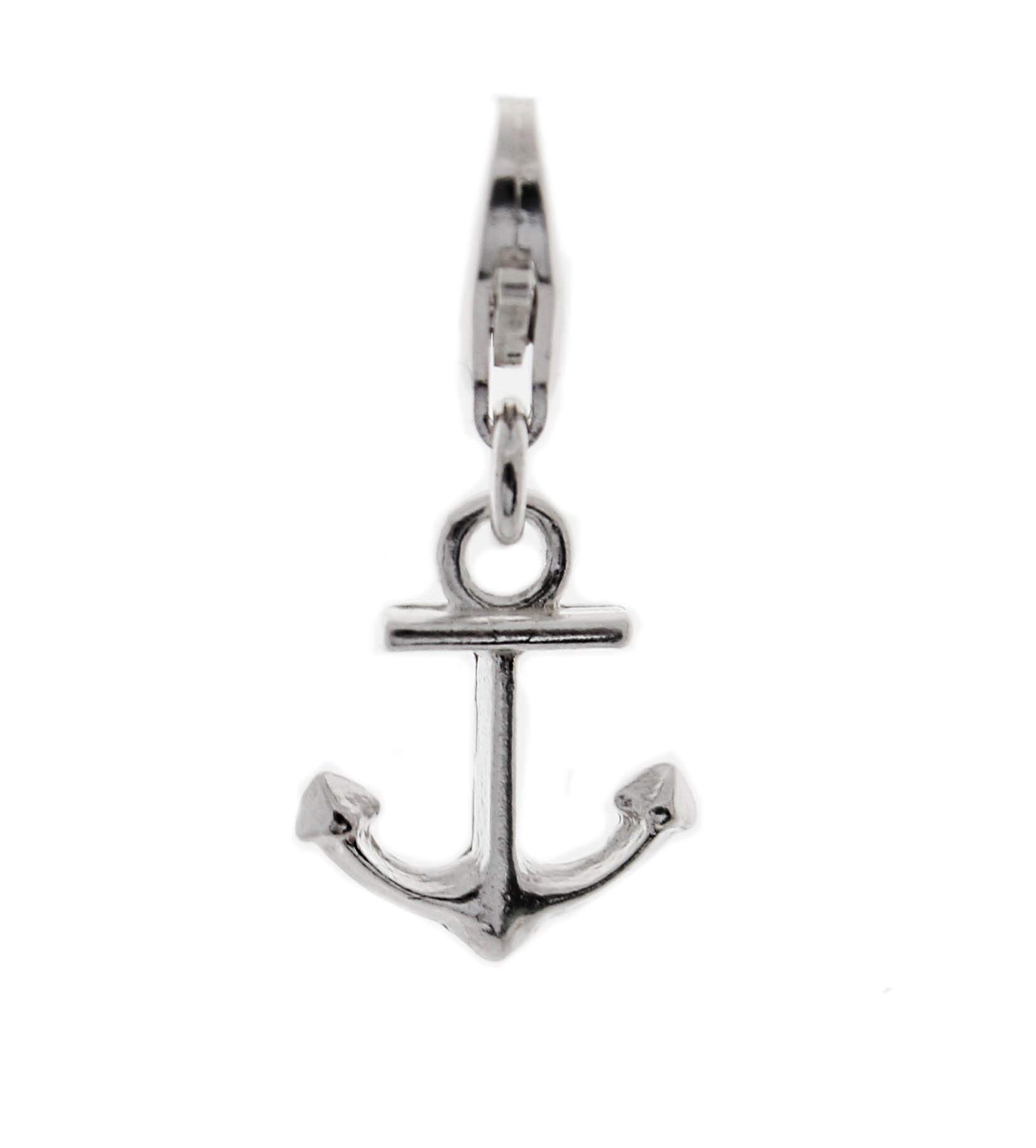 Solid Silver 925 Anchor Clip on Charm Pendant For Charms Bracelet A17C