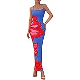 PRETTYGARDEN Womens Floral Maxi Dress Summer 2026 Sexy Spaghetti Strap Slip Bodycon Mesh Beach Vacation Dresses