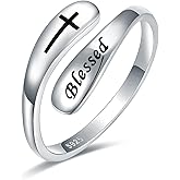 AMBCESSER 925 Sterling Silver Inspirational Adjustable Rings - Personality Encouragement Jewelry Gift For Women