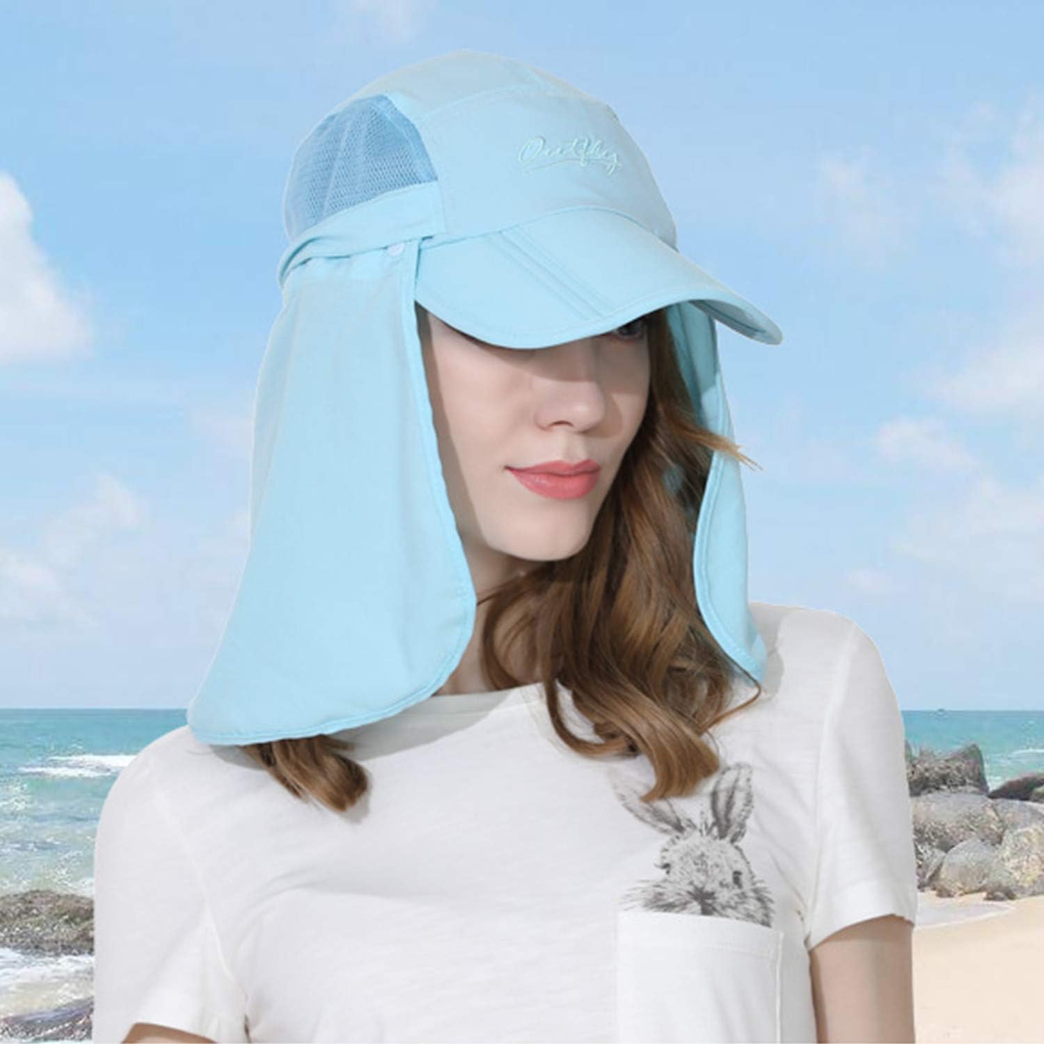 Dukars Fishing Hats Unisex Outdoor Sun Protection Fishing Cap with Face & Neck Flap for Hunting Hiking Garden Work (Dark Gray) : Clothing