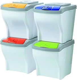 Bama Poker - Conjunto de 4 cubos modulares para la basura, 20 Litros 
