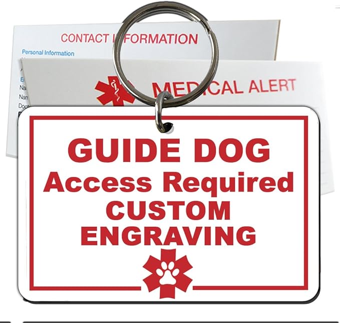 Guide Dog Identification Tag Custom Engraved Rectangle Plastic White Small Pet