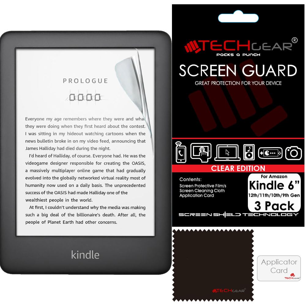 TECHGEAR [3 Pack Screen Protectors Compatible with Amazon Kindle eReader 12th / 11th / 10th / 9th Generation 6" Display, CLEAR LCD Screen Protectors Cover Guards (2024-2019)