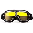 CRG Sports Motorcycle Goggles Vintage Aviator Pilot Style Leather Cruiser Scooter Motocross Goggles for Men, Women,Adults