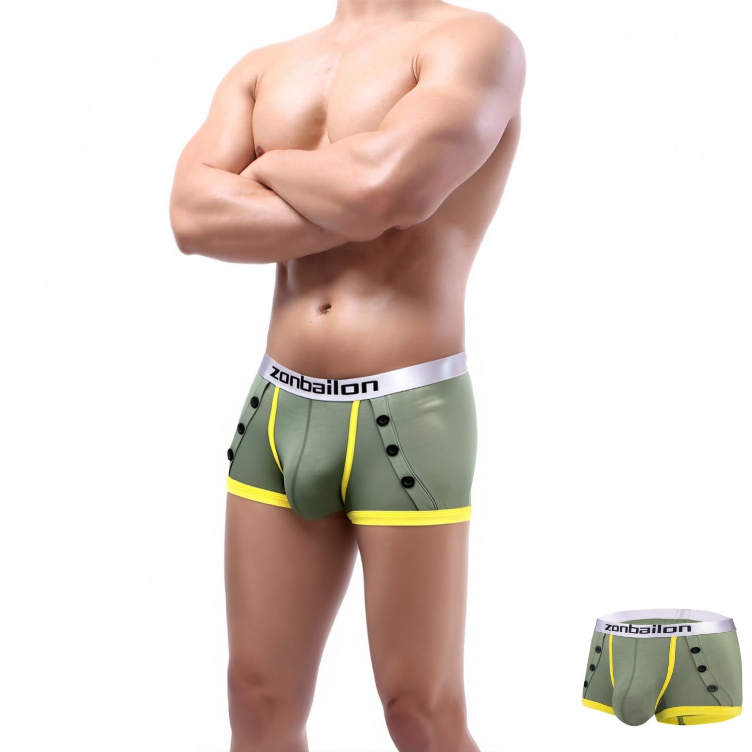 ZONBAILON Mens Sexy Bulge Enhancing Boxer Underwear