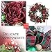 Teresa's Collections Pre-Lit 24 Inch Country Road Red Green and Gold Christmas Wreath with Ball Ornaments,Berries,Pine Cones,Tartan Ribbons and Flowers,Battery Operated 20 LED Lights