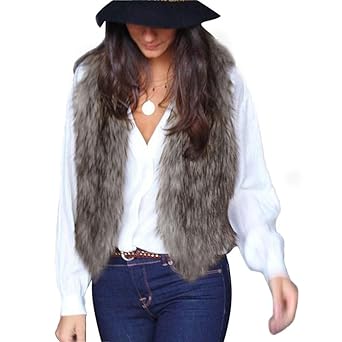 LuckyGirls Fellweste Damen Parka Fake Fur-Weste Winter Ärmellos Pelzweste
