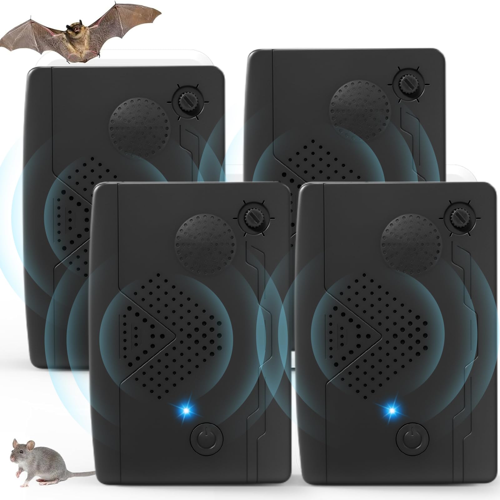 Photo 1 of Bat Deterrent Devices,Bat Repellent for Attic,Rechargeable Bird Repellent,Porch & House | Bats Removal Do It Yourself for Indoor & Outdoor | Friendly to Human & Pet (4, Black)