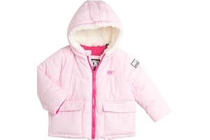DKNY Infant Toddler Baby Girls' Winter Jacket - Fleece Lined Quilted Bubble Puffer Parka Coat for Girls (Sizes:12M-4T)