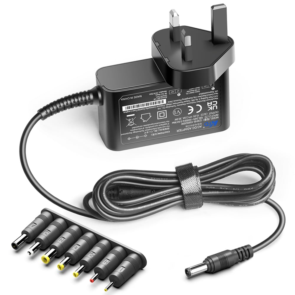 KFD 15V Universal Power Supply Adapter 15 Volts Transformer 6.5x4.4mm/ 5.5x2.5mm 3.5x1.35mm Barrel Plug for Panana 300W βA320A/SinKeu 99Wh Portable Power Station Halfords 6-in-1 Jump Starter Charger