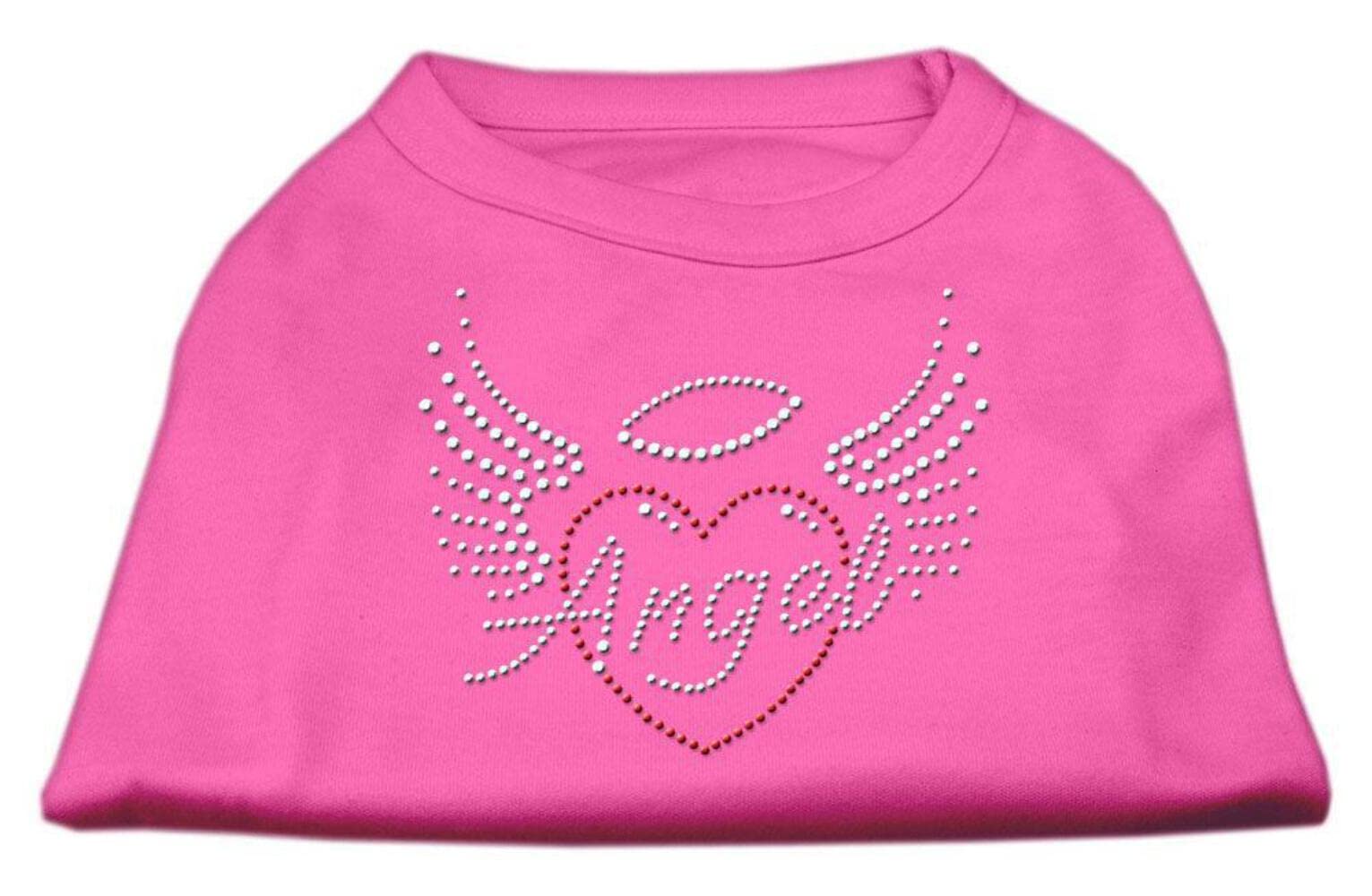 Mirage Angel Heart Rhinestone Dog Shirt, Small, Bright Pink