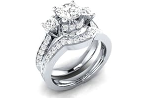 SXFSE Luxury and Shining 2-in-1 Fashion Lady Zirconia Ring Creative Set Ring Accessories