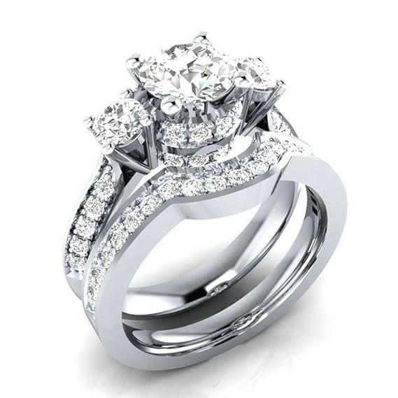 Quaan-Home Strass Ring Silber Verlobungsringe Edelstein für Damen und Männer(1 Set)