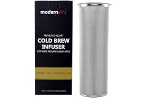 MODERNJOE'S Premium Infuser Cold Brew Coffee Maker for 2 Quart Wide Mouth Mason Jars. Cold Brew Coffee Filter. Iced Coffee and Tea. Heavy Duty Gauge 100 Micron Mesh 304 Stainless Steel