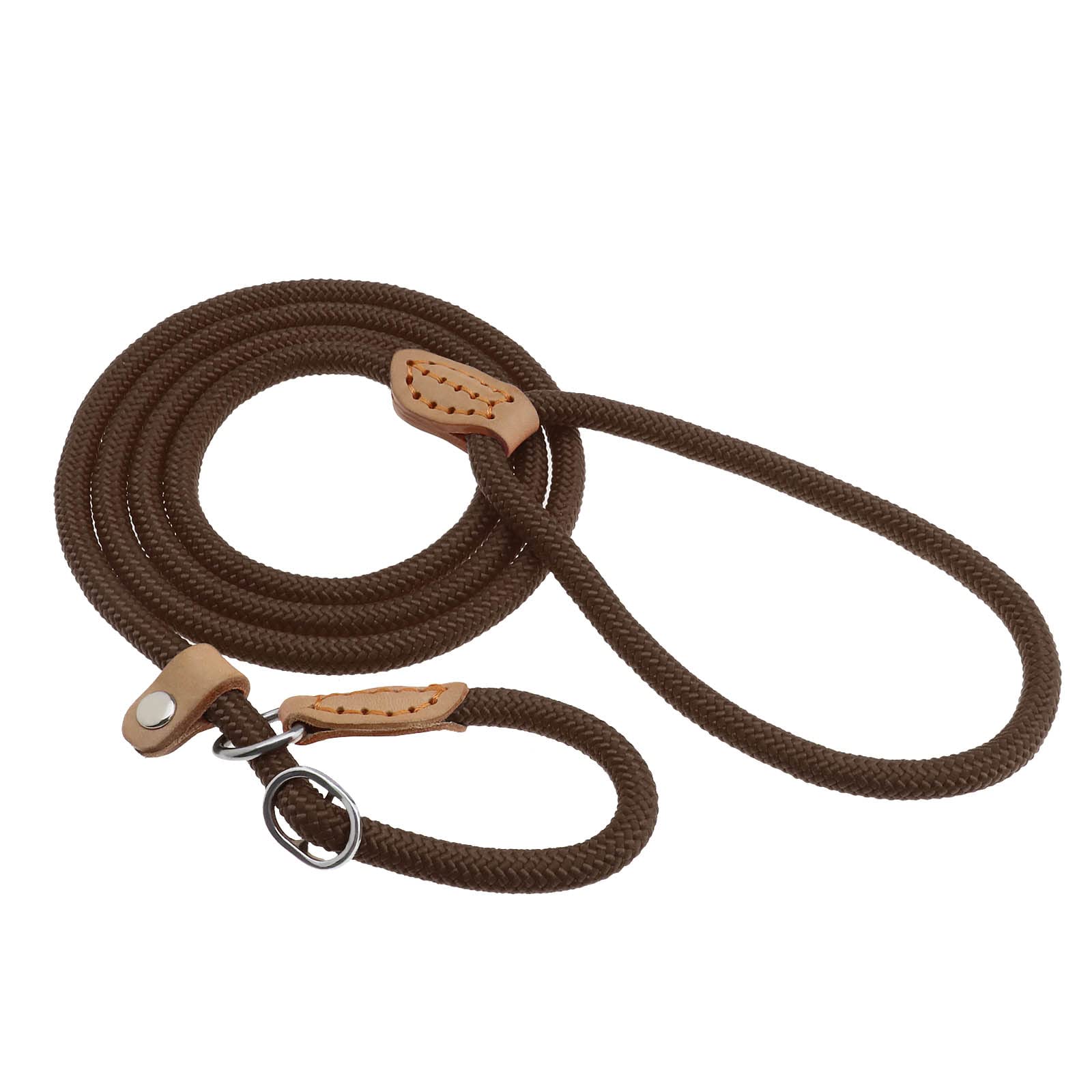 VGOL Dog Leash Slip Lead Braided Rope Durable Pet Strong Training Traffic Walking Lead Leash for Large Medium Dogs Small Puppy Brown