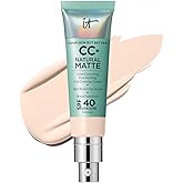 IT Cosmetics CC+ Cream Natural Matte - Poreless Full Coverage Foundation With SPF 40, 16HR Shine Control, Color-Corrector, Skin-Balancing Serum, Sweat-proof, Noncomedogenic for Oily Skin - 1.08 fl oz