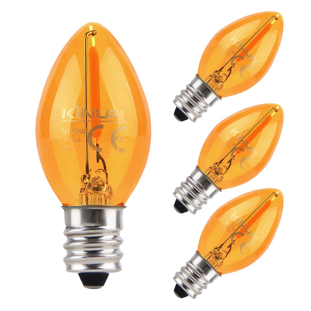Photo 1 of KINUR LED Night Light Bulbs, 1W E12 C7 Replacement 2200K 120V Low Watt Candelabra Christmas Light Salt Lamp Bulbs 4 Pack