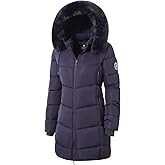 ASPO Women's Winter Puffer Coats Thicken Fleece Lined Waterproof Parka Warm Down Jacket Faux Fur Detachable Hood Hiking Snow