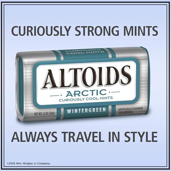 ALTOIDS ARCTIC WINTERGREEN BREATH MINTS SUGAR FREE HARD CANDY BULK, 1.2 OZ TIN (8 PACK)