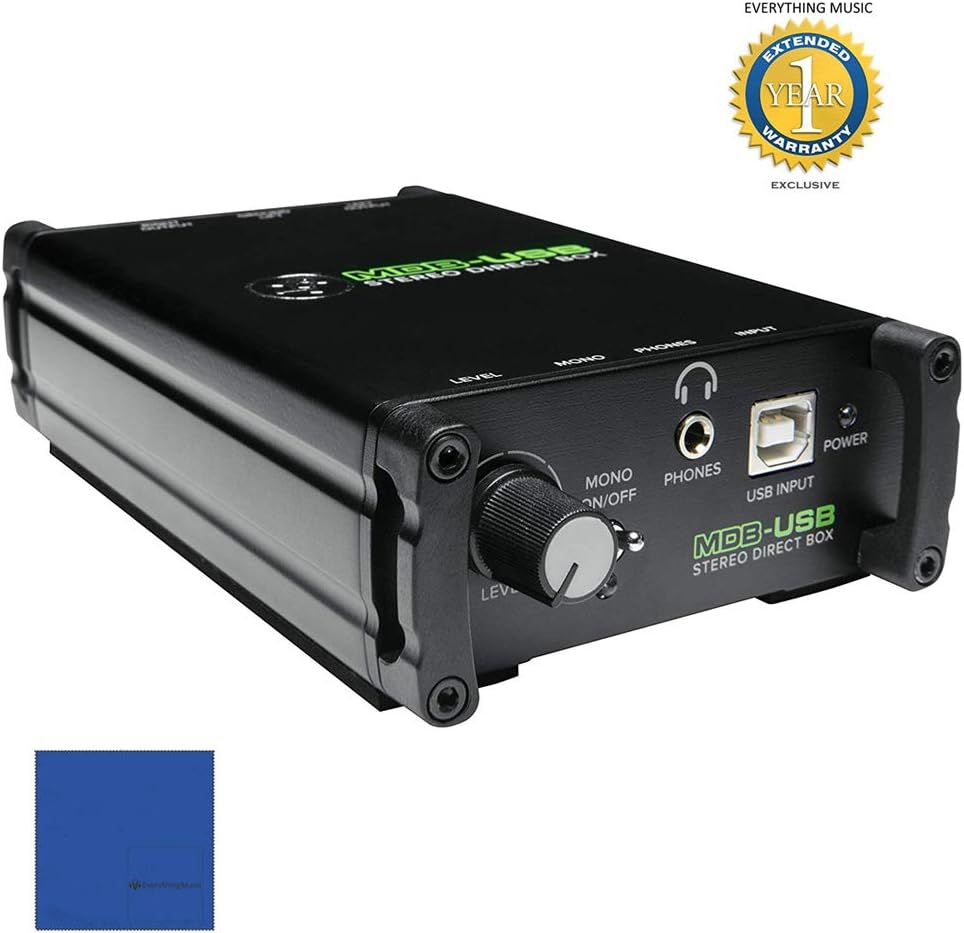 Mackie MDB-USB Stereo Direct Box with Microfiber and Free EverythingMusic 1 Year Extended Warranty